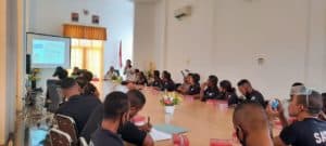 Pelaksanaan Kegiatan Diseminasi Informasi P4GN Bagi Anggota Satuan Pengamanan PLBN Motamasin Di Ruang Rapat PLBN Motamasin
